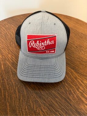 Rebirtha Grey & Black Trucker Hat with Red Patch
